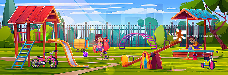 幼儿园公园里的儿童游乐场图片素材