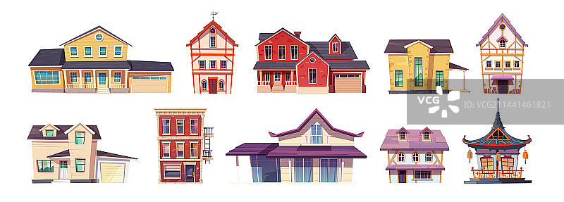 卡通建筑合集，白色背景图片素材