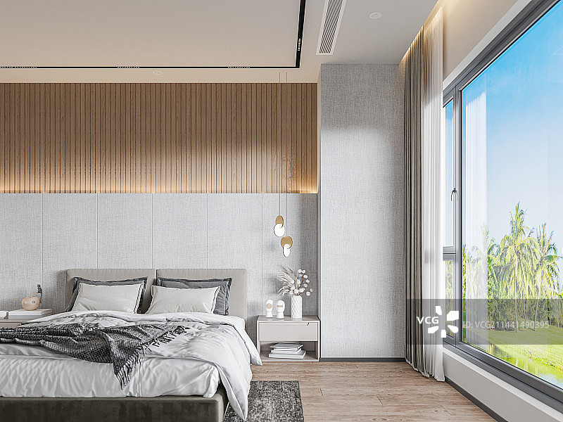 现代简约风格卧室温馨大床房图片素材