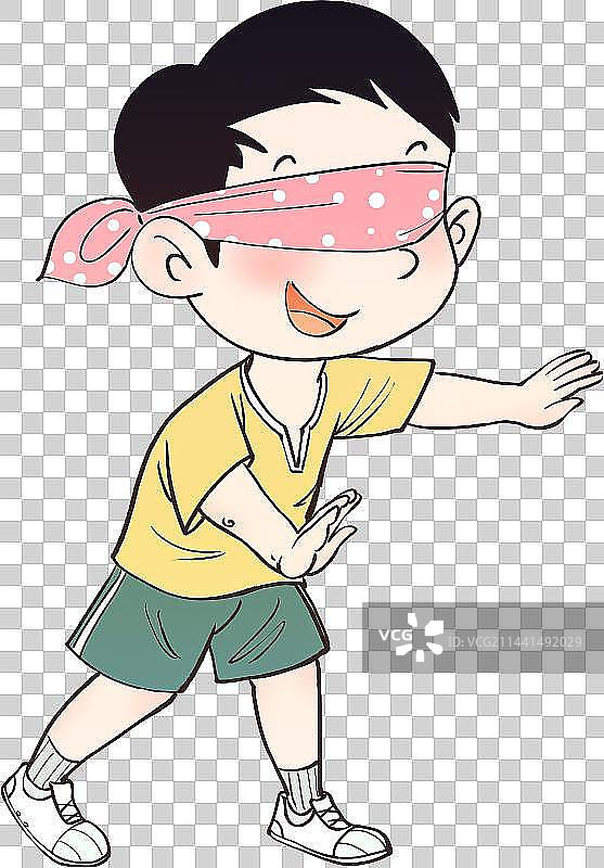捉迷藏的男孩人物元素图片素材
