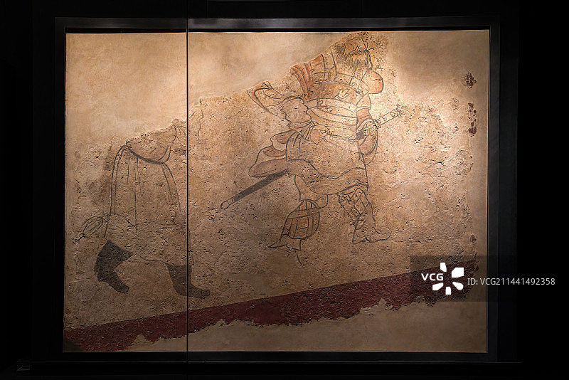中国唐代古墓壁画，武士图片素材