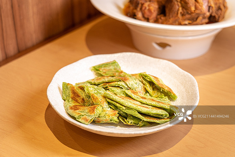 传统西北菜 菠菜饼图片素材