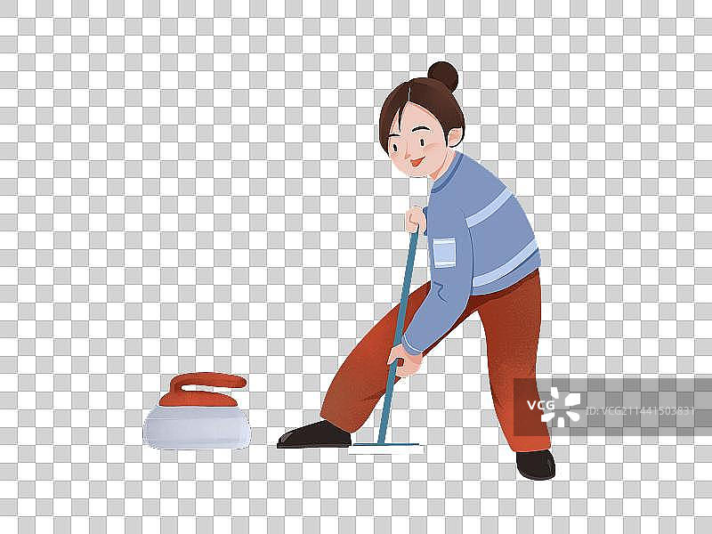 女孩打冰壶运动图片素材