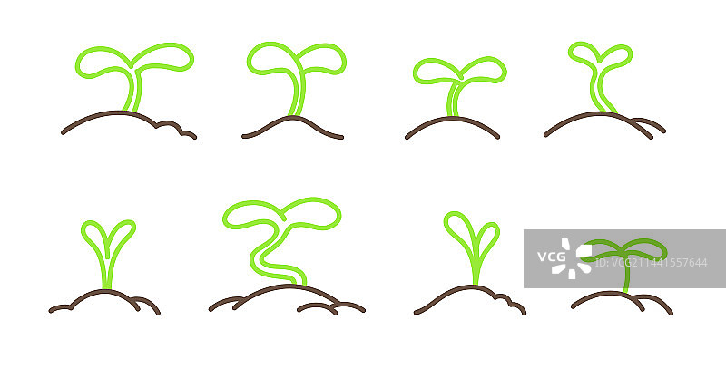 土堆里的彩色幼苗图片素材