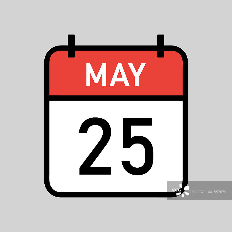 5月25日红白色日历页图片素材