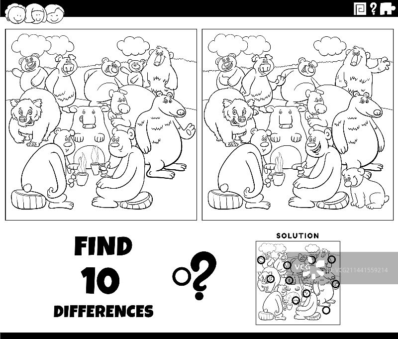 卡通熊动物找不同游戏图片素材