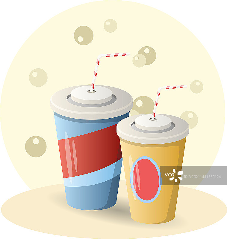 气泡饮料杯吸管盖纸板可编辑图片素材