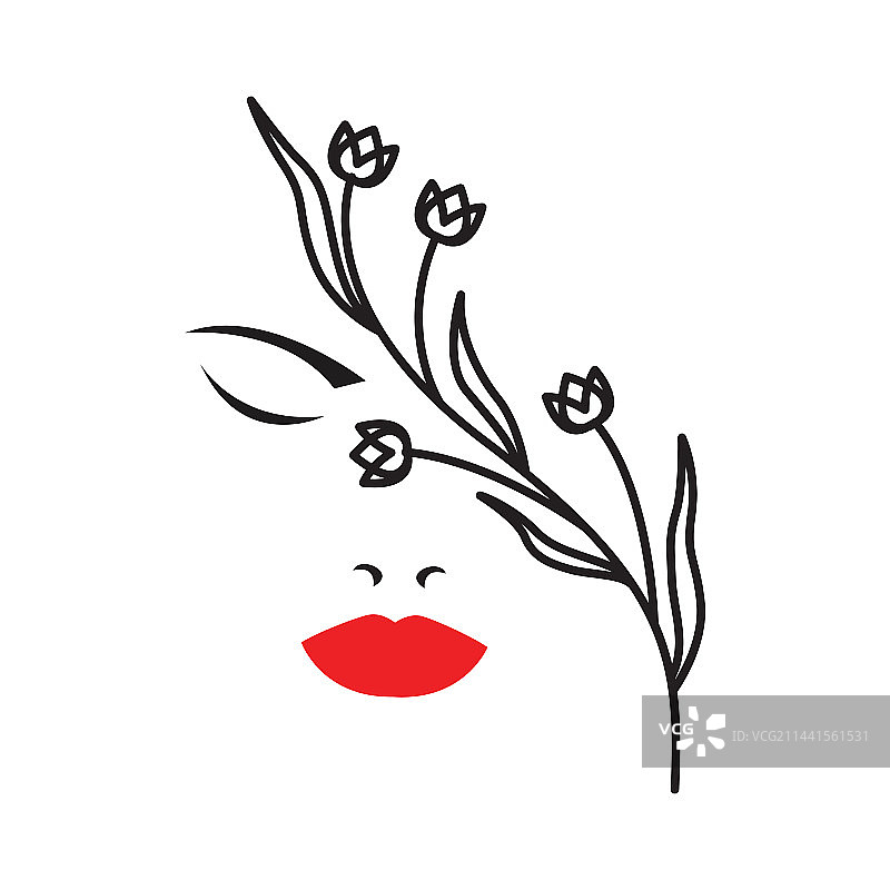 美女红唇鲜花logo设计图片素材