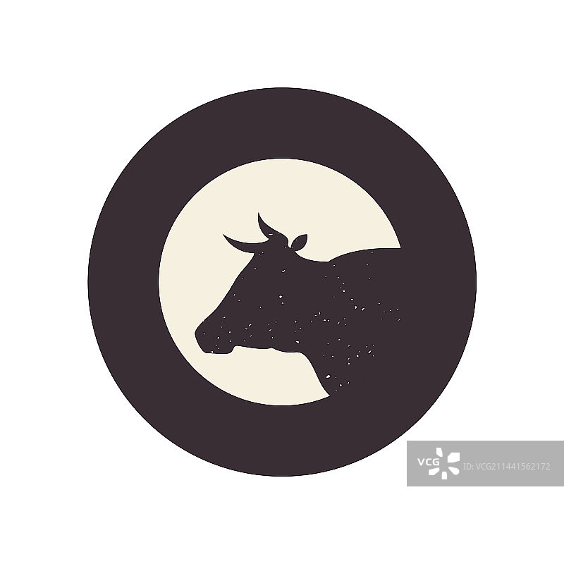圆形牛头牲畜标志设计图片素材