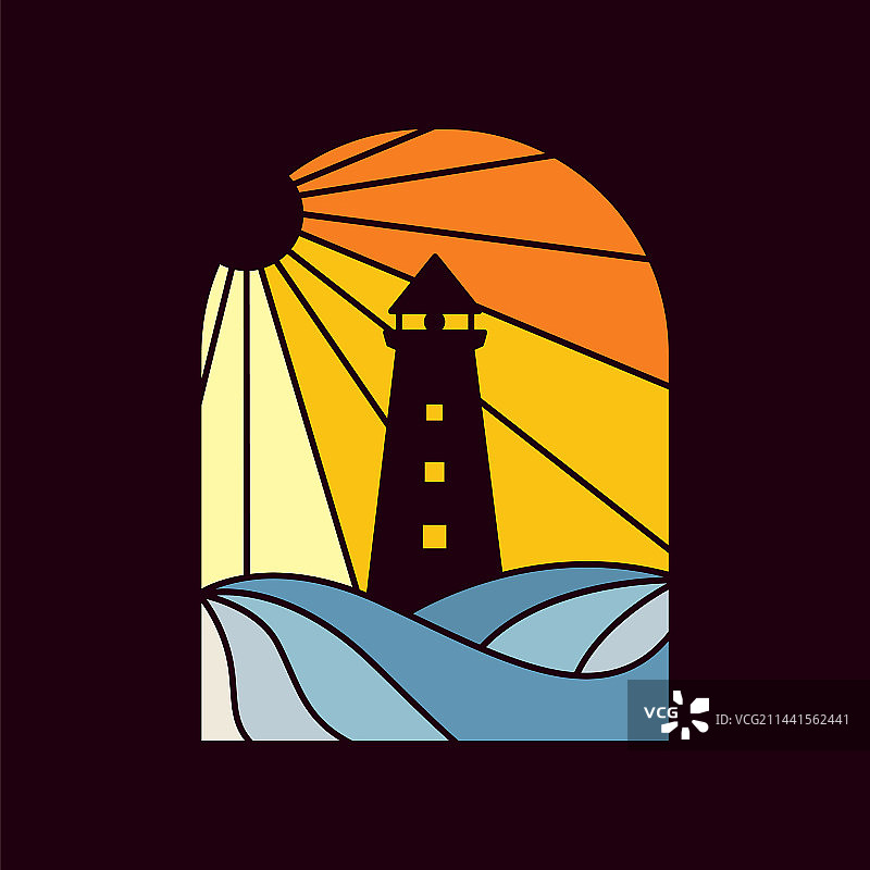 抽象彩色灯塔日落标志图片素材