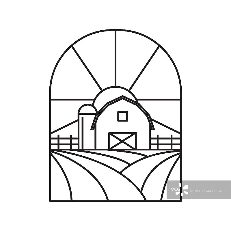 小屋村庄农场logo线条艺术图片素材
