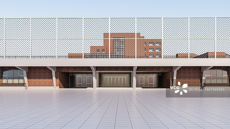 现代红砖建筑外立面广场图片素材