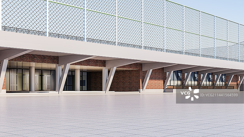 现代红砖建筑外立面广场图片素材