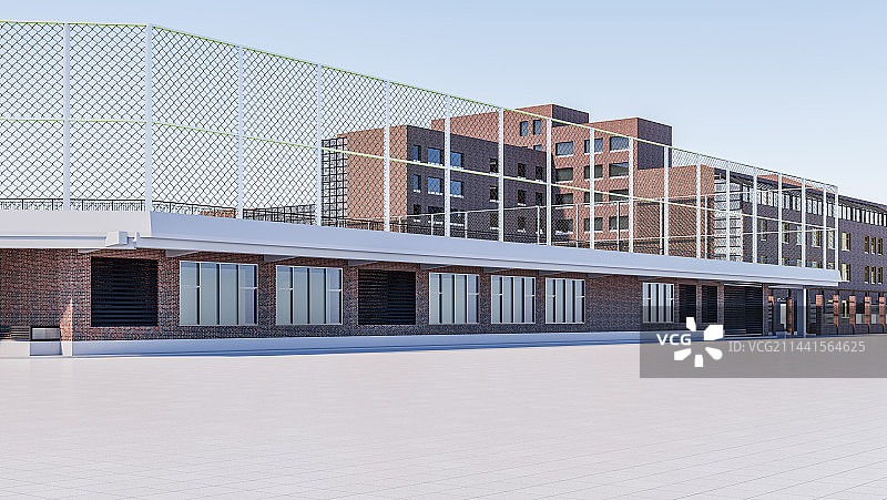 现代红砖建筑外立面广场图片素材