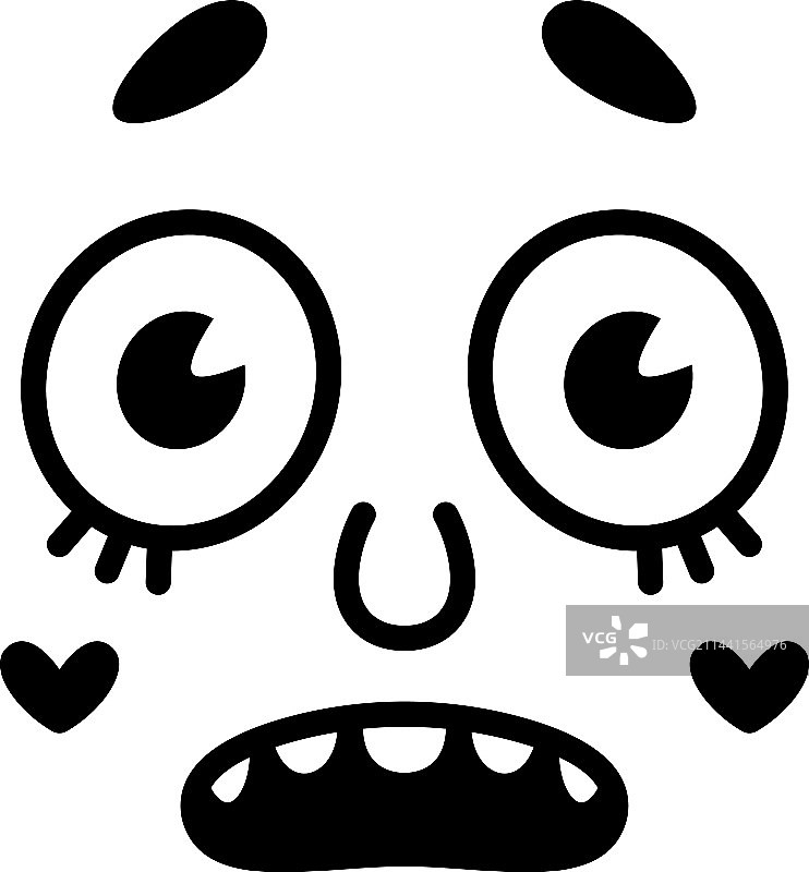 复古卡通吉祥物面部，眼睛和张开的嘴巴图片素材