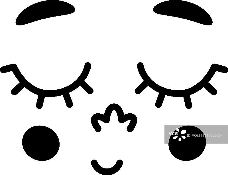 复古卡通吉祥物闭眼头像图片素材