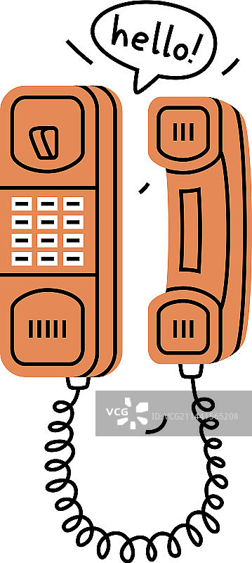 棕色有线家用电话图片素材