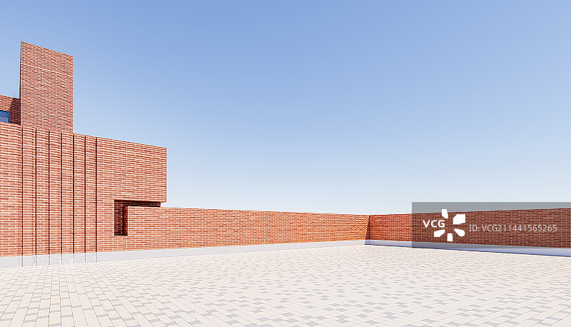 现代红砖建筑外立面广场图片素材