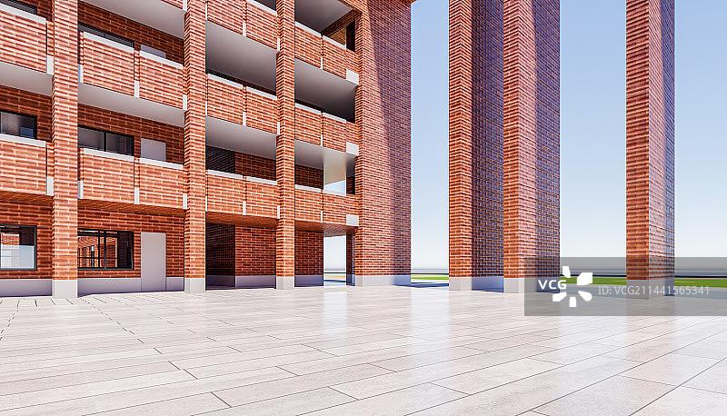 现代红砖建筑外立面广场图片素材