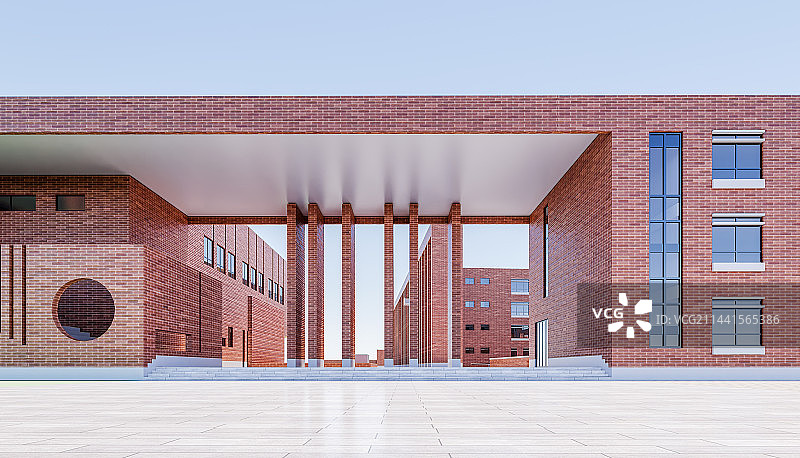 现代红砖建筑外立面广场图片素材