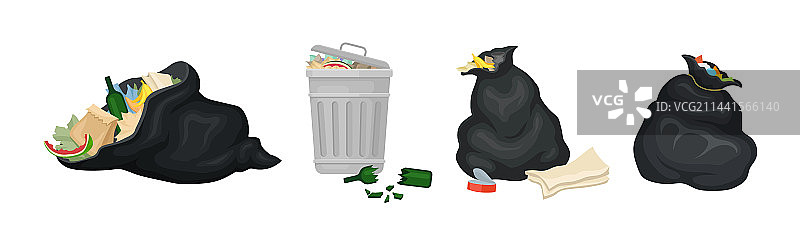 街头垃圾箱和垃圾袋图片素材