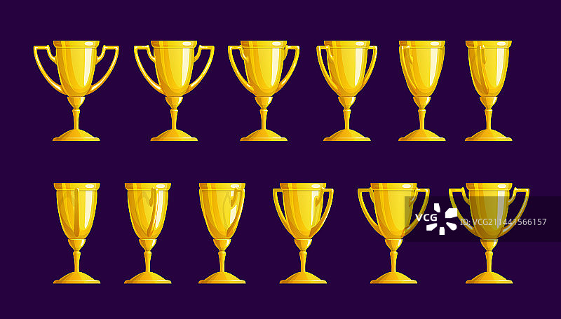 金色奖杯序列动画雪碧图图片素材