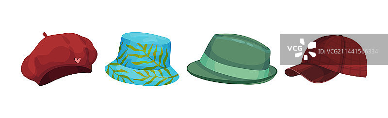 用于头部遮盖的各种帽子和头饰图片素材