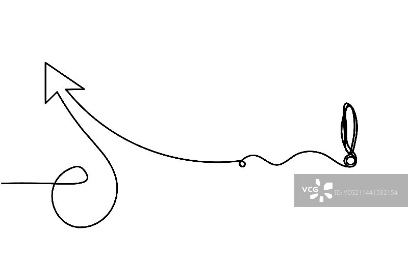 抽象连续线条箭头和感叹号图片素材