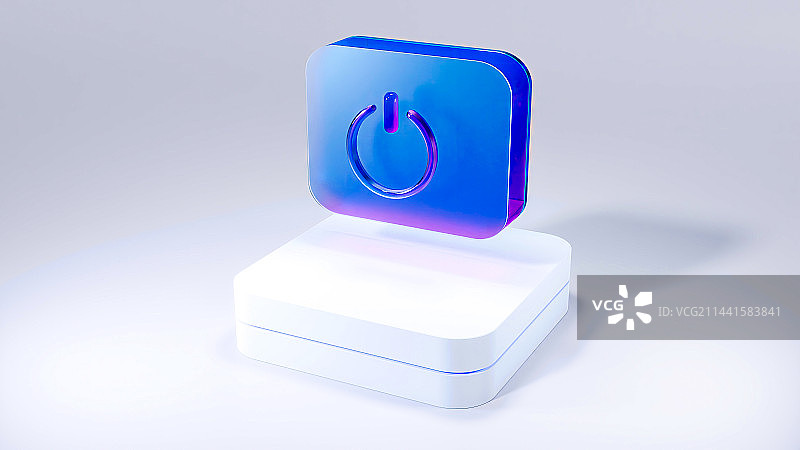 蓝色立体开始关闭按钮图片素材