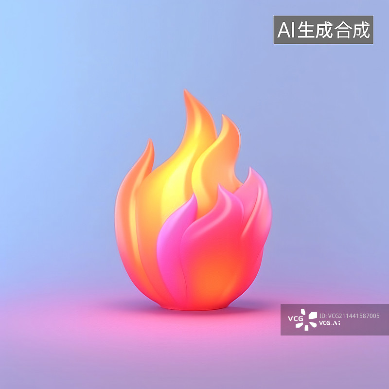 【AI数字艺术】彩色背景下的火灾火焰3D图标图片素材