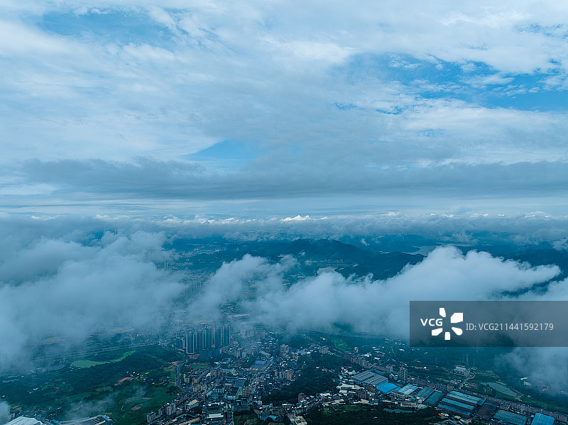 东莞大岭山镇云海航拍图片素材