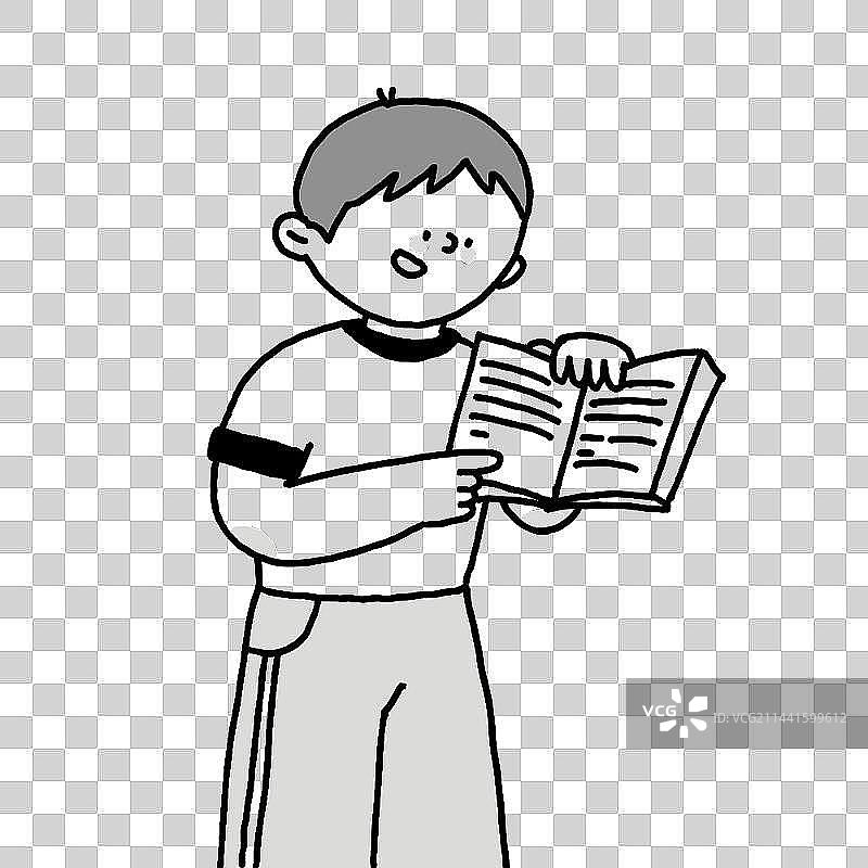 站立的小学生手持书籍图片素材