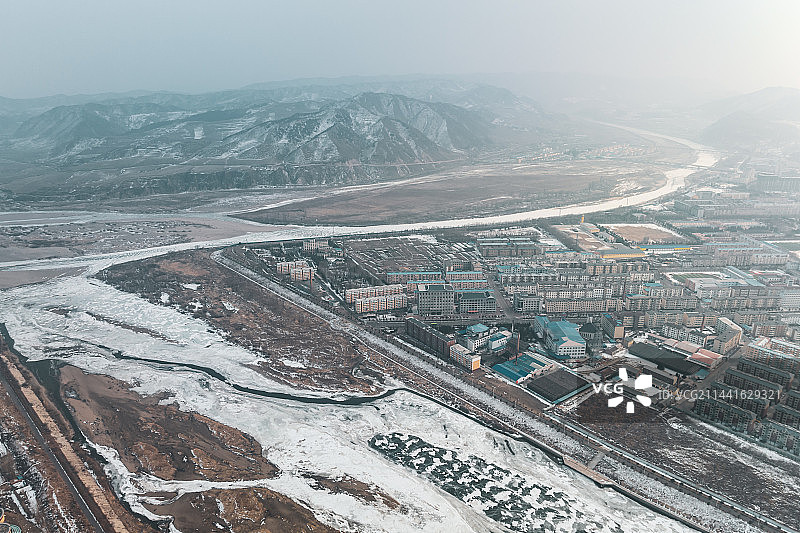 吉林延边图们市航拍自然风光图片素材