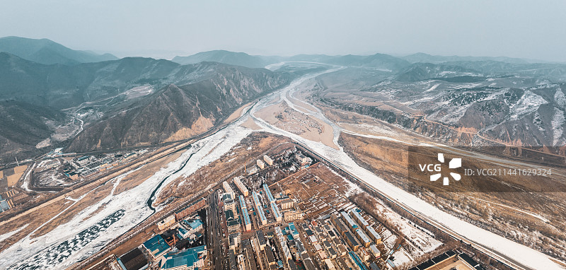 吉林延边图们市航拍自然风光图片素材