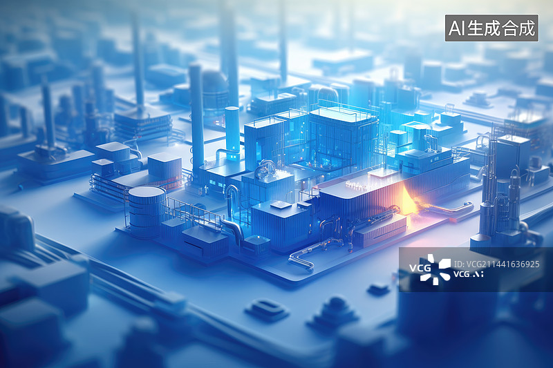 【AI数字艺术】蓝色城市建筑和金融概念图片素材