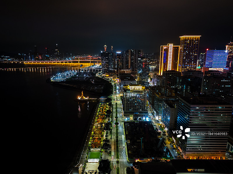 澳门城市建筑夜景风光航拍图片素材