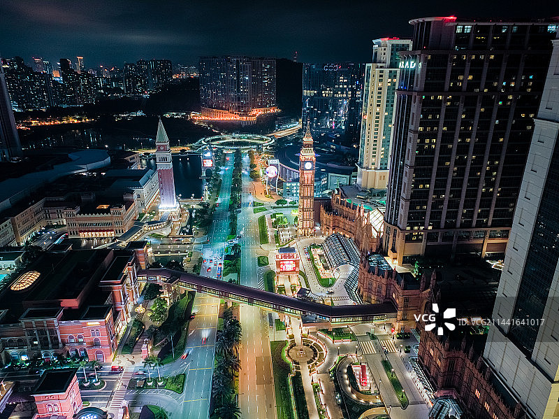 澳门城市建筑夜景风光航拍图片素材