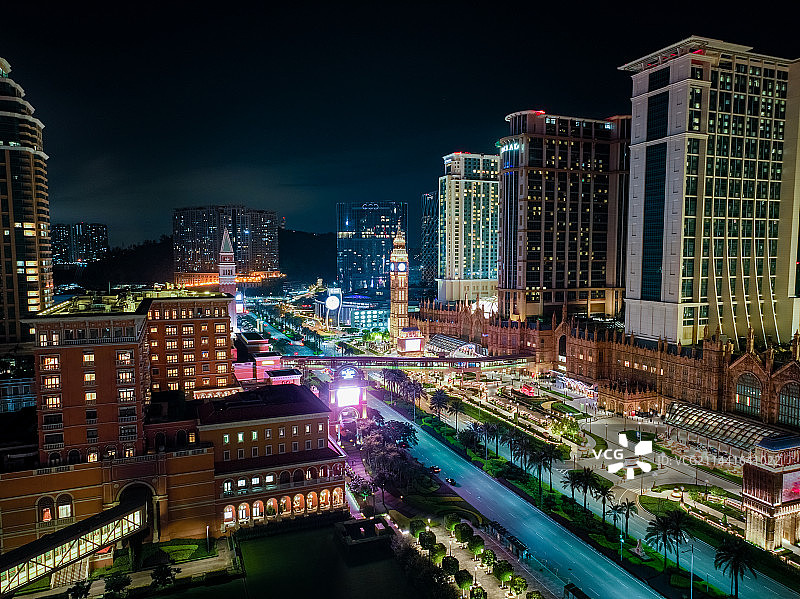 澳门城市建筑夜景风光航拍图片素材