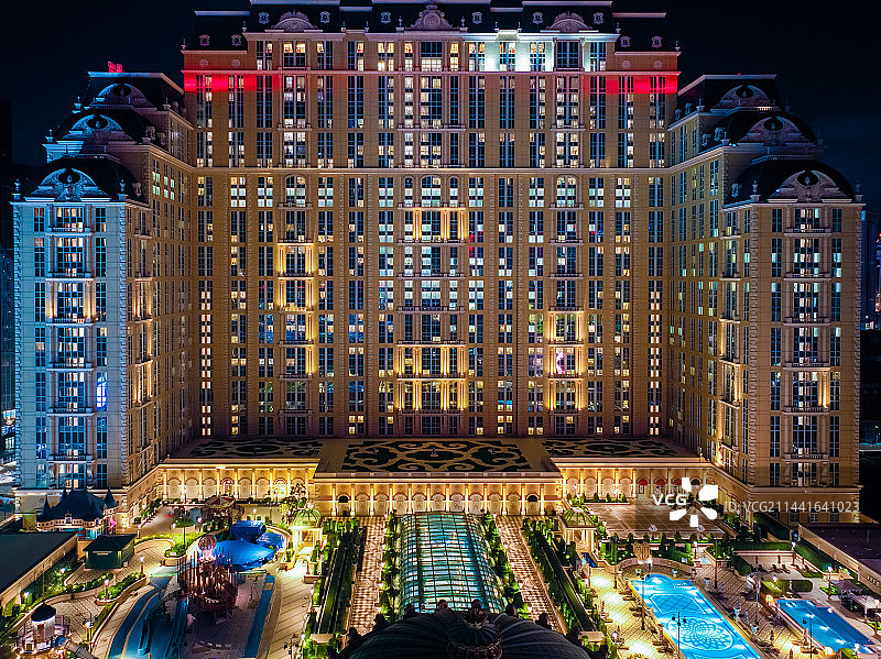 澳门城市建筑夜景风光航拍图片素材