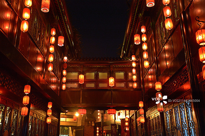 成都锦里夜景图片素材