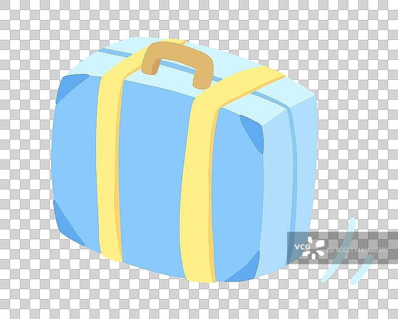 手提行李箱旅行箱旅行包蓝色清新扁平风设计清新手绘治愈系手账贴纸绘本风儿童插画透明底元素图片素材