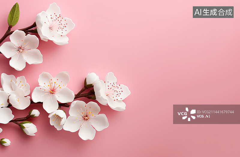 【AI数字艺术】粉红色背景上的花朵特写镜头图片素材