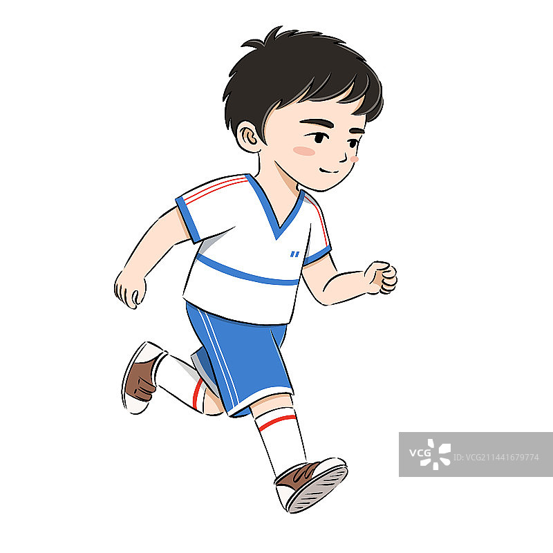 身穿运动服的小学生跑步单人图图片素材