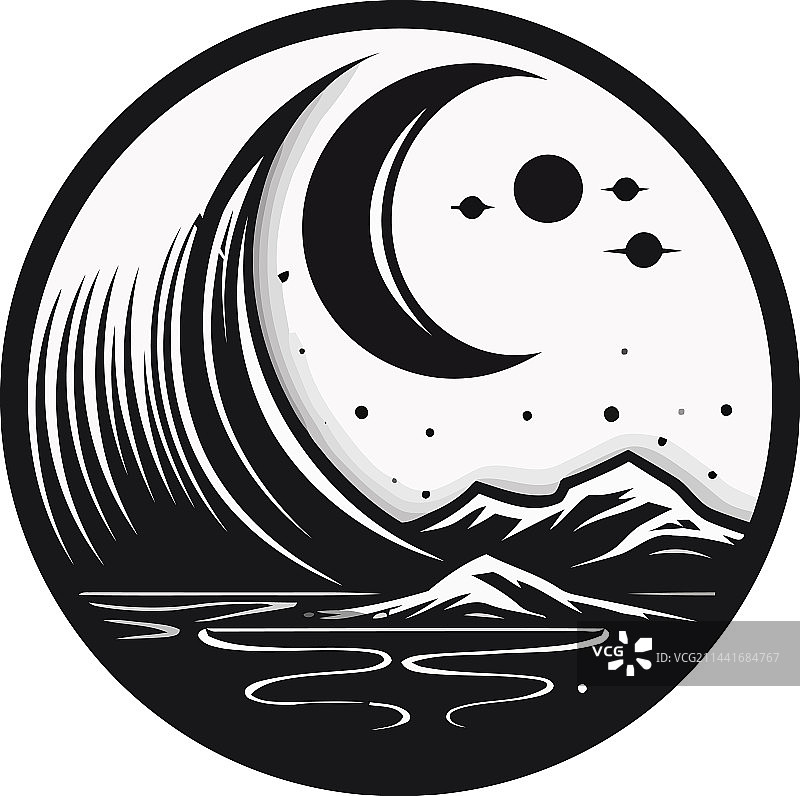 月亮轮廓剪影图片素材