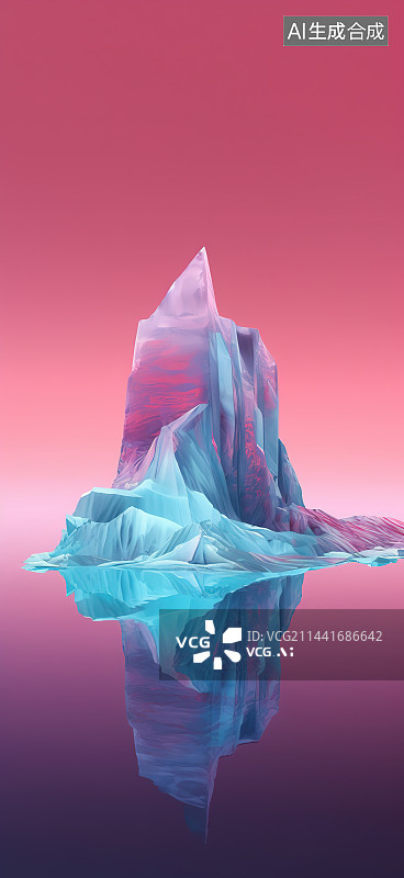 【AI数字艺术】彩色背景下的浮冰图片素材