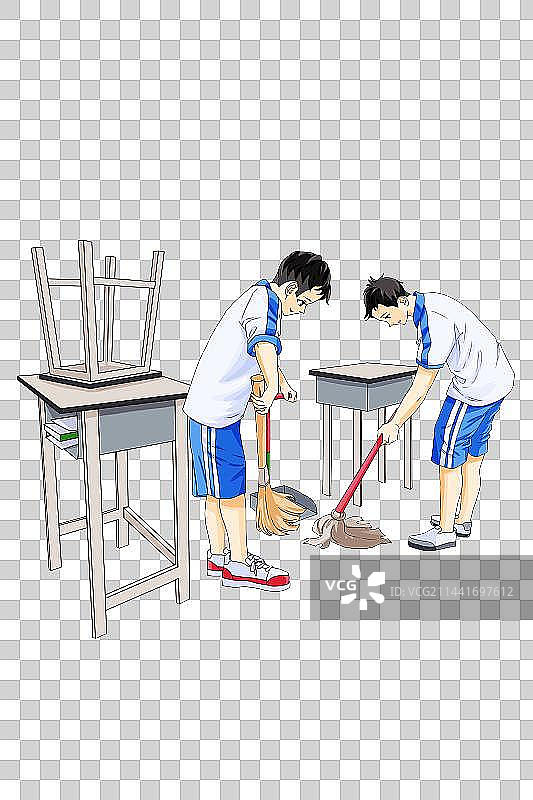 教育题材室内活动打扫教室图片素材