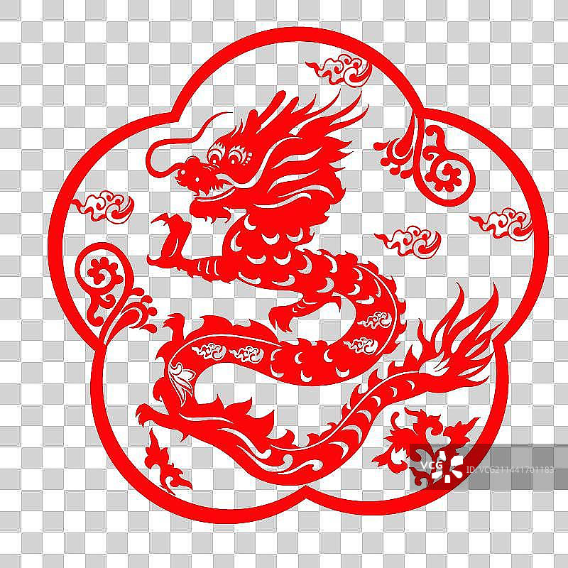 龙剪纸窗花图片素材