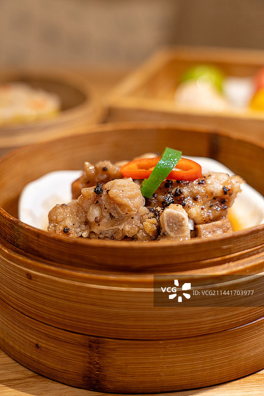 广东广州广式早点心特色传统下午茶 豉汁蒸排骨图片素材