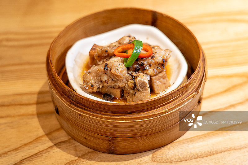 广东广州广式早点心特色传统下午茶 豉汁蒸排骨图片素材