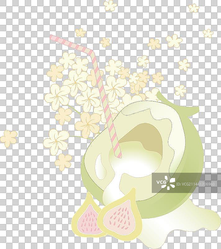 吸管椰汁图片素材